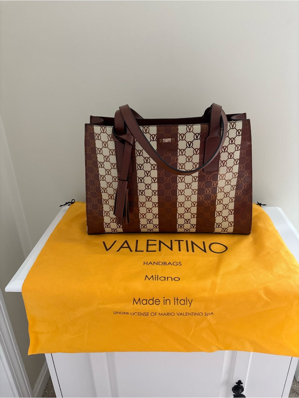 Valentino by Mario Valentino Prince Monogram Stripe Tote Bag